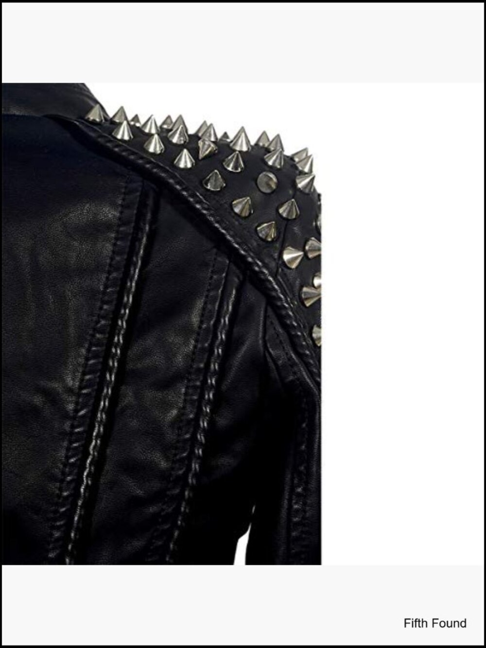 Faux Leather Biker Jacket with Rivets Slim Fit Streetwear Coat - Picture 5 of 6